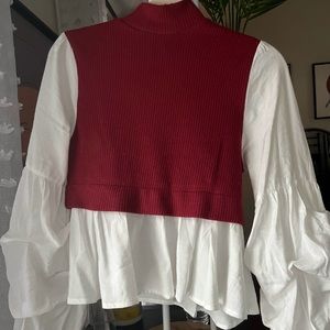 Ruffled Layered Top in Wine